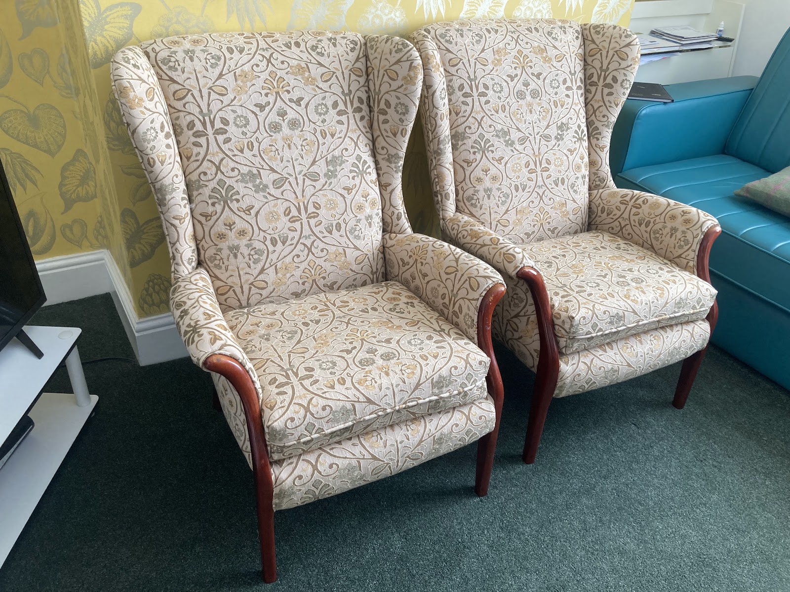 Re-upholstered armchair by LBK Upholstery in Salford workshop